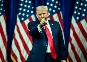 President Donald Trump gestures to the crowd after delivering remarks at the House GOP Member Retreat, Tuesday, January 6, 2026, at the Donald J. Trump- John F. Kennedy Center for the Performing Arts in Washington, D.C. (Official White House Photo by Daniel Torok)