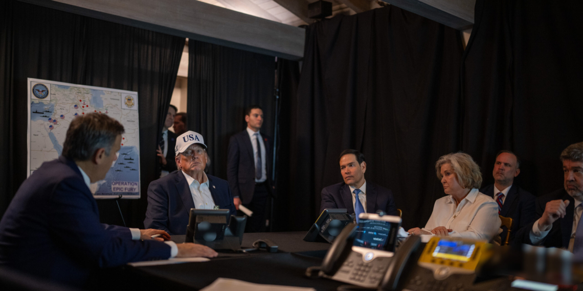 President Donald J. Trump oversees Operation Epic Fury at Mar-a-Lago, Palm Beach, FL, Feb. 28, 2026. (White House photo by Daniel Torok)